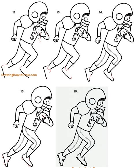 draw  cartoon american football receiver easy step  step