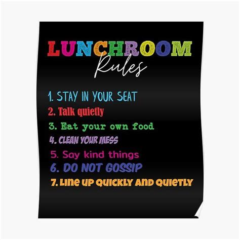 "Lunch Room Rules Funny School Cafeteria and Lunch Lady " Poster for ...