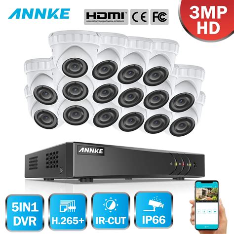 HOT Sale ANNKE 16CH HD 3MP CCTV System 5IN1 DVR 16PCS TVI Security Dome