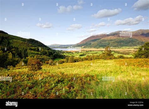 Whinlatter Pass In The Lake District Cumbria England With Derwentwater Lake Derwent In The