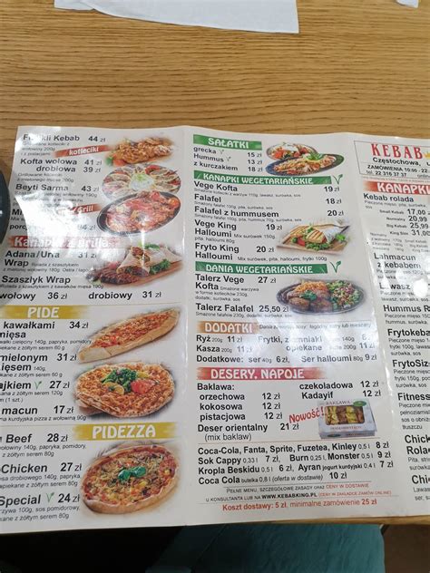 Menu at Kebab King restaurant Częstochowa