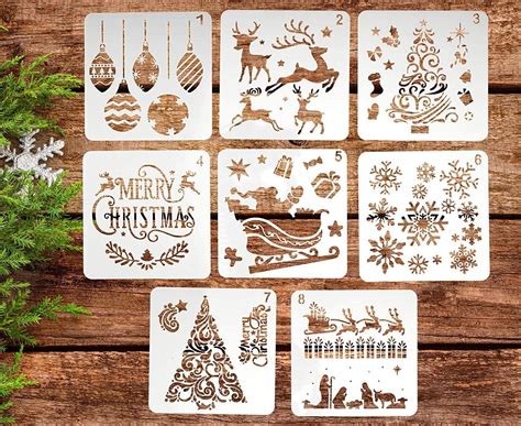 Pcs Christmas Stencils For Painting Reusable Christmas Template