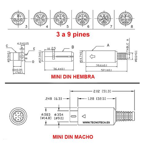 Conector Mini Din Pines Macho Aereo Tecnoteca