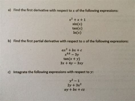 Solved A Find The First Derivative With Respect To X Of The Chegg