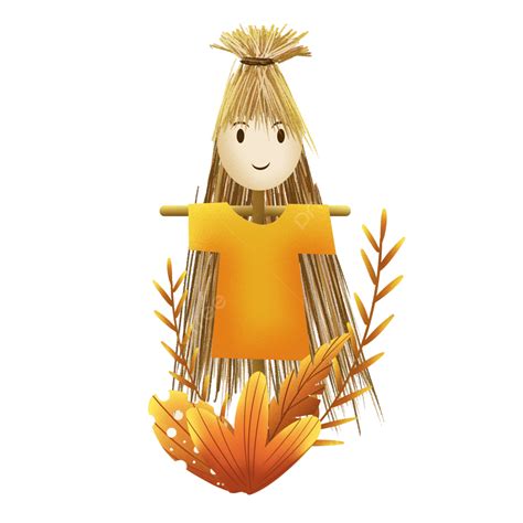 Straw Hat Png Image Hand Painted Scarecrow Element With Straw Hat