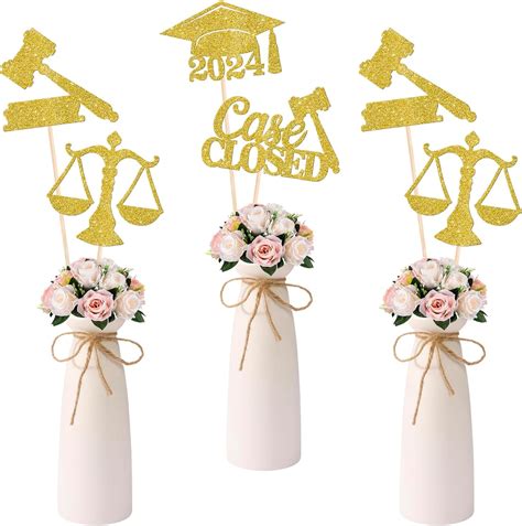 12 Pack 2024 Graduation Centerpiece Sticks Assembled Glitter Class Of