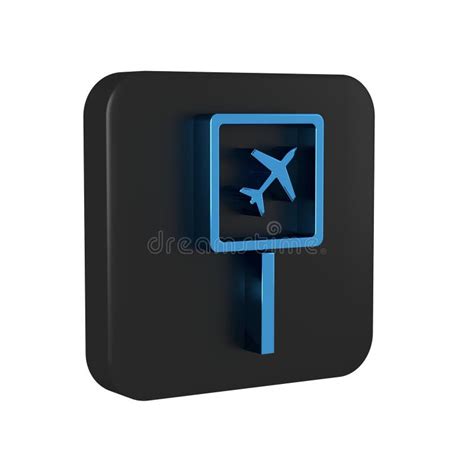 blue airport icon isolated  transparent background black square