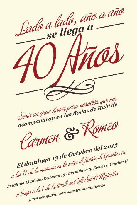 Bodas De Ruby Diseño De Invitación 40 Aniversario De Boda Invitaciones De Boda De Plata