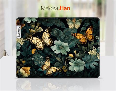 Laptop Skins Lenovo Ideapad 3 Vinyl Decal Personalized Customizable Black Aesthetic Butterfly