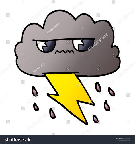 Cartoon Doodle Angry Storm Cloud Stock Vector Royalty Free