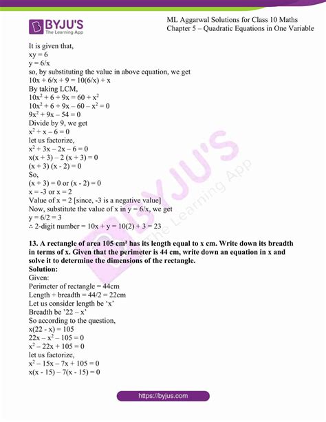 Ml Aggarwal Solutions For Class Chapter Quadratic Equations In