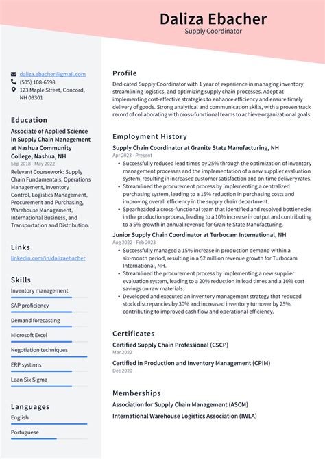 Top Supply Coordinator Resume Objective Examples