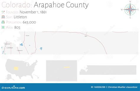 Map of Arapahoe County in Colorado Stock Vector - Illustration of ...