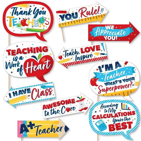 Funny Thank You Teachers Teacher Appreciation Photo Booth Props Kit