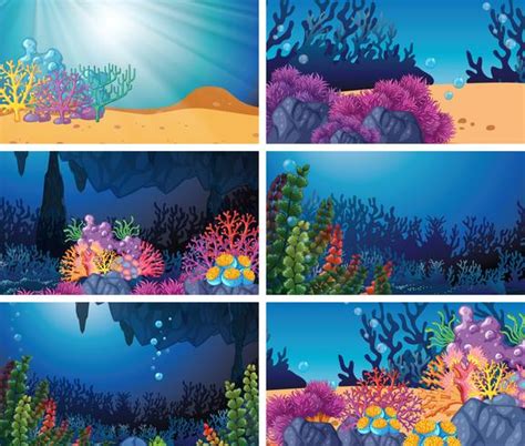 Set of underwater scene 604911 Vector Art at Vecteezy