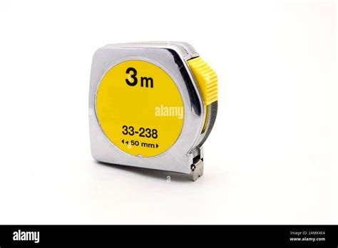 Metal Yellow Tape Measure Isolated On White Background Flexible Ruler