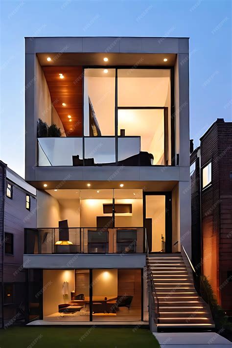 Premium Photo | Modern home Architectural with big window generative AI