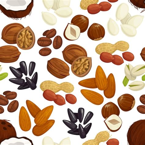 Premium Vector Nut Bean Seed Grain Seamless Pattern Background