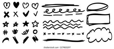 Doodle Line Cute Scribble Sketch Set Stock Vector Royalty Free