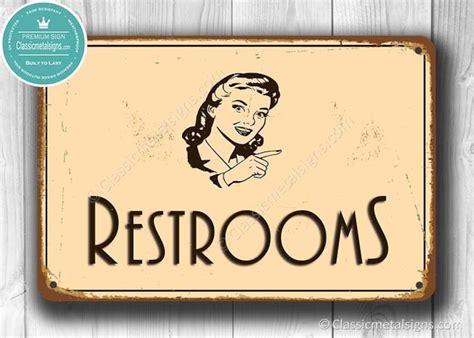 RESTROOM SIGN, Restroom Signs, Vintage Style Restroom Sign, Directional ...