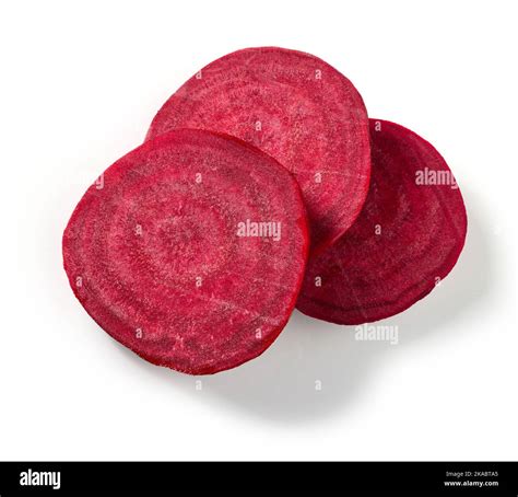 Fresh Raw Beetroot Slices Isolated On White Background Top View Stock