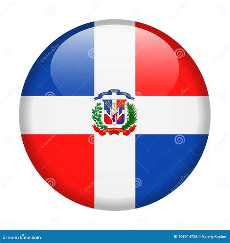 Dominican Republic Flag Vector Round Icon Stock Illustration