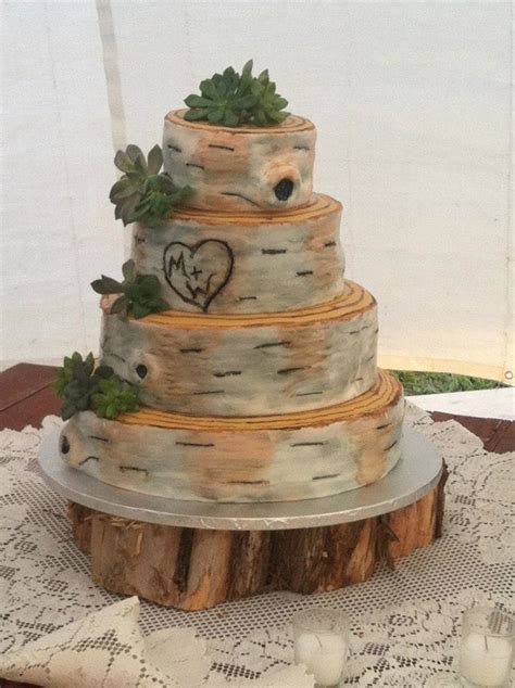 Rustic Birch Bark Wedding Cake