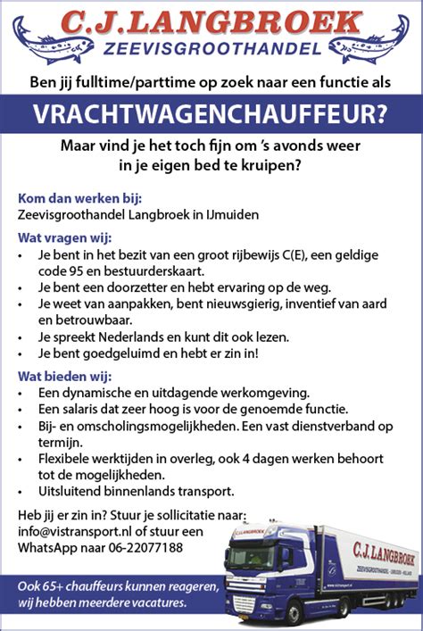 Vacature Vrachtwagenchauffeur De Castricummer