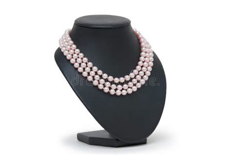 Pearl Necklace On Black Mannequin Isolated Stock Image Image Of