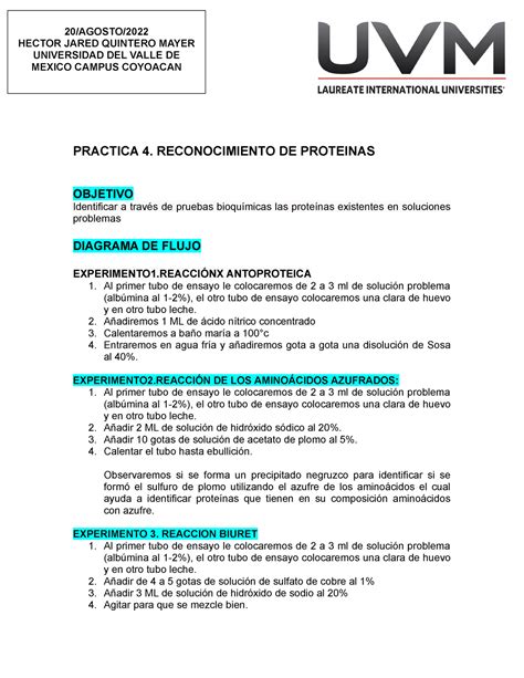 Reporte Previo Practica 4 PRACTICA 4 RECONOCIMIENTO DE PROTEINAS