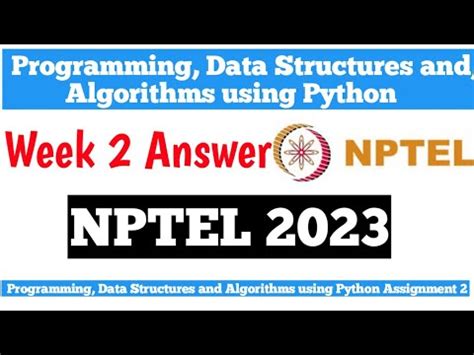 Nptel Programming Data Structures And Algorithms Using Python