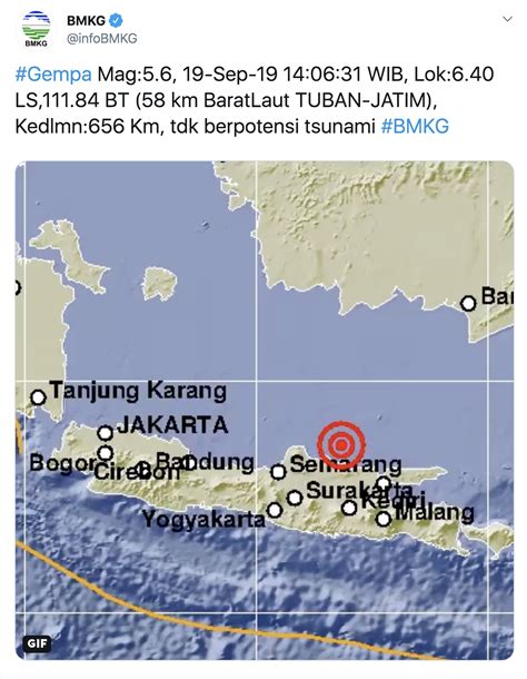 Gempa Magnitudo 6 Guncang Tuban Jatim Tak Berpotensi Tsunami Suara