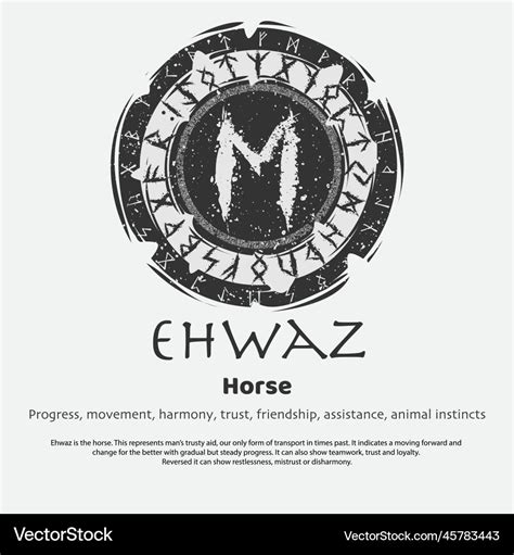 Viking Ehwaz Rune Dark Circle Shield Royalty Free Vector