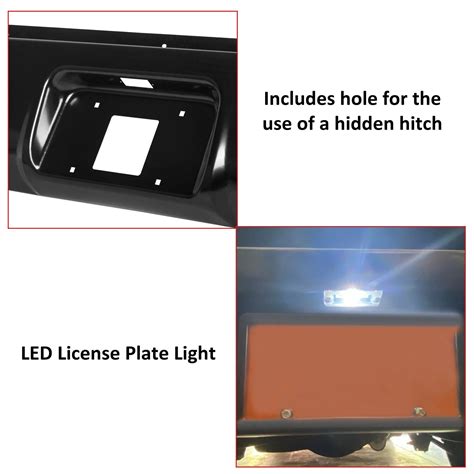 Rear Bumper Roll Pan W Led License For Chevy Silverado Gmc