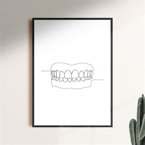 Dentist Abstract Dental Artwork One Line Teeth Drawing Simple Anatomy