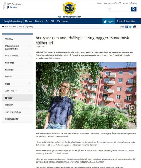 HSB Stockholms webbplats – Björn Raunio Information