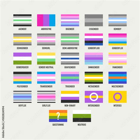 Collection of gender identity flags. Pride flags Stock Vector | Adobe Stock