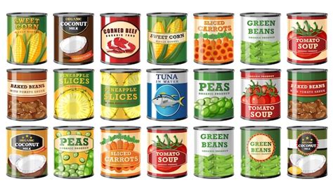 Premium Vector Assorted Canned Food Products Illustration