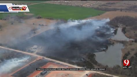 Fire Crews Battle Grass Fire Near El Reno