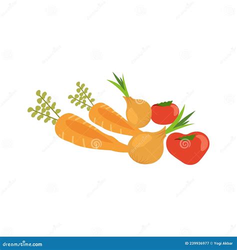 Sobre Um Fundo Branco De Cenoura Tomate E Cebolas Ilustra O Do Vetor