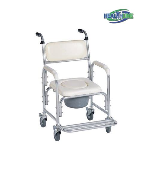 Aluminum Shower Chair Commode W Wheels Healthline Trading