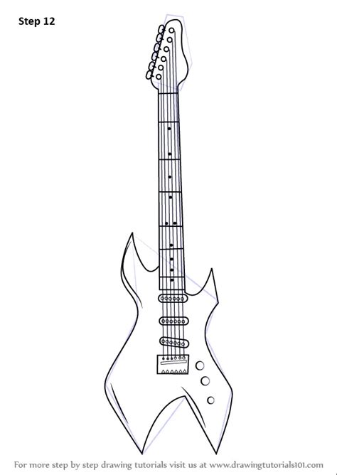 How To Draw An Electric Guitar Musical Instruments Step By Step