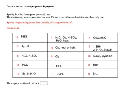 Solved Devise A Route To Convert Propene To Propanol Chegg