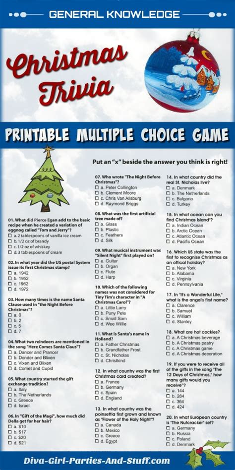 Christmas Multiple Choice Trivia Questions And Answers Print