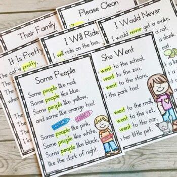 Sight Word Poems For Shared Reading Set Of My Sight Word Poems