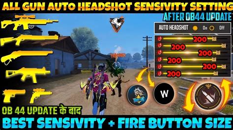 All Gun Headshot Sensitivity Setting After New Ob Update Free Fire