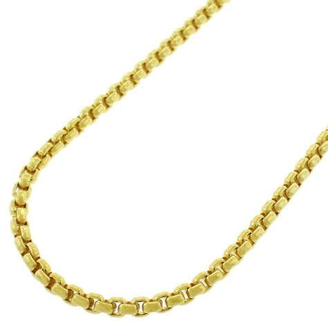 Next Level Jewelry 14k Yellow Gold 25mm Round Box Link Necklace