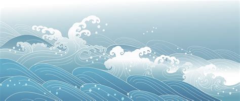 Traditional Japanese Wave Pattern Vector Luxury Hand Drawn Oriental