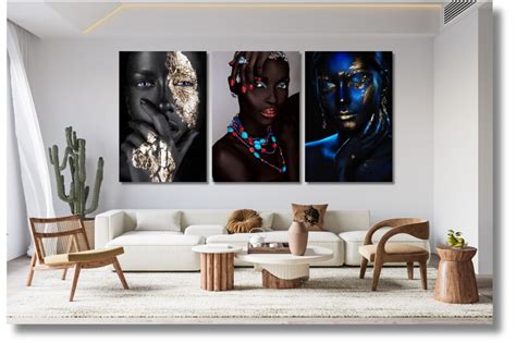 Set Of 3 African Woman Canvas African Girl African Women Wall Art Woman