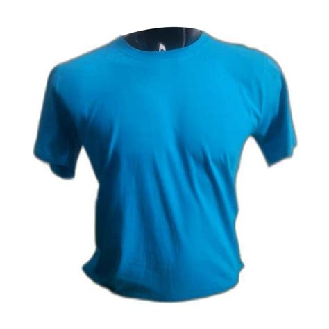 Cotton Sky Blue Mens Plain T Shirt Round Neck At Rs 115 In Noida ID